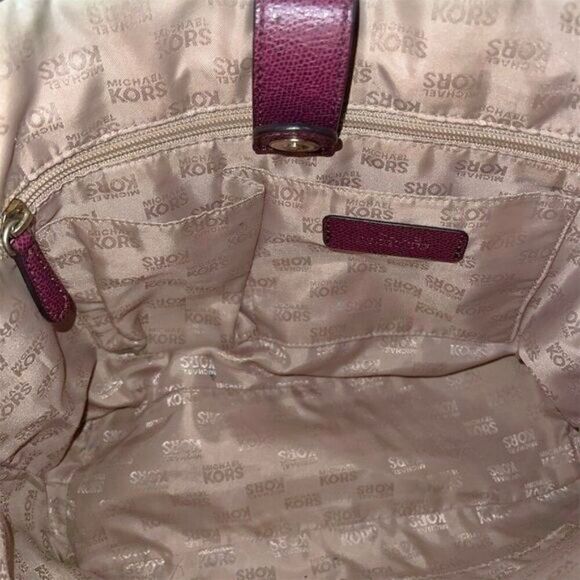 Michael Kors Jet Set Travel  Tote Burgundy  Leather Bag - Picture 11 of 14